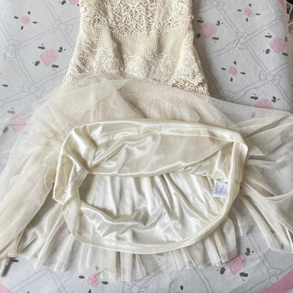 Cream Layered Two-Piece Dress Set, brand new4