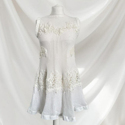 Japanese brand Snidel white dress two-piece with a mesh outer dress0