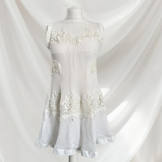 Japanese brand Snidel white dress two-piece with a mesh outer dress0