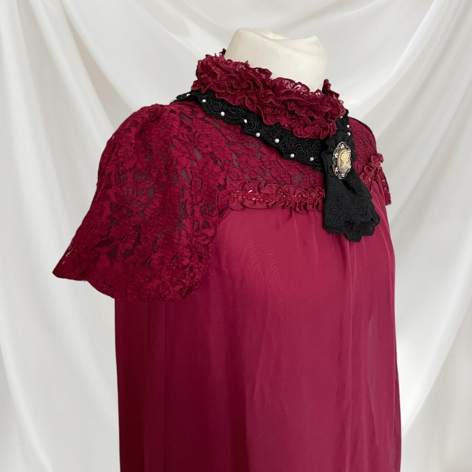Axes femme burgundy lace dress - elegant gothic Lolita formal gown prom dress1