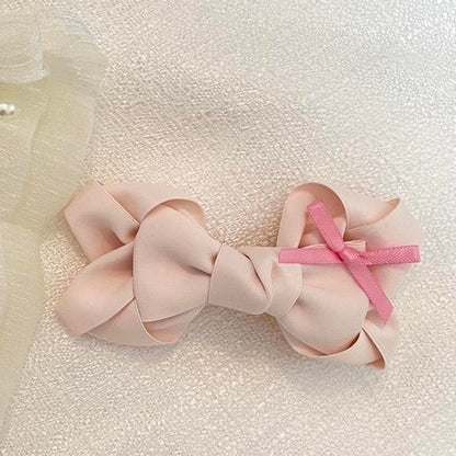 Cream tulle and pink bow hair clips bundle2