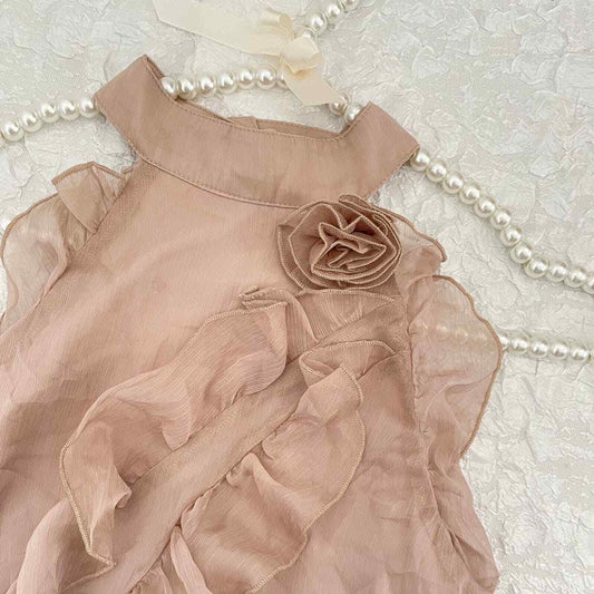 Halterneck tank top with ruffle design 1