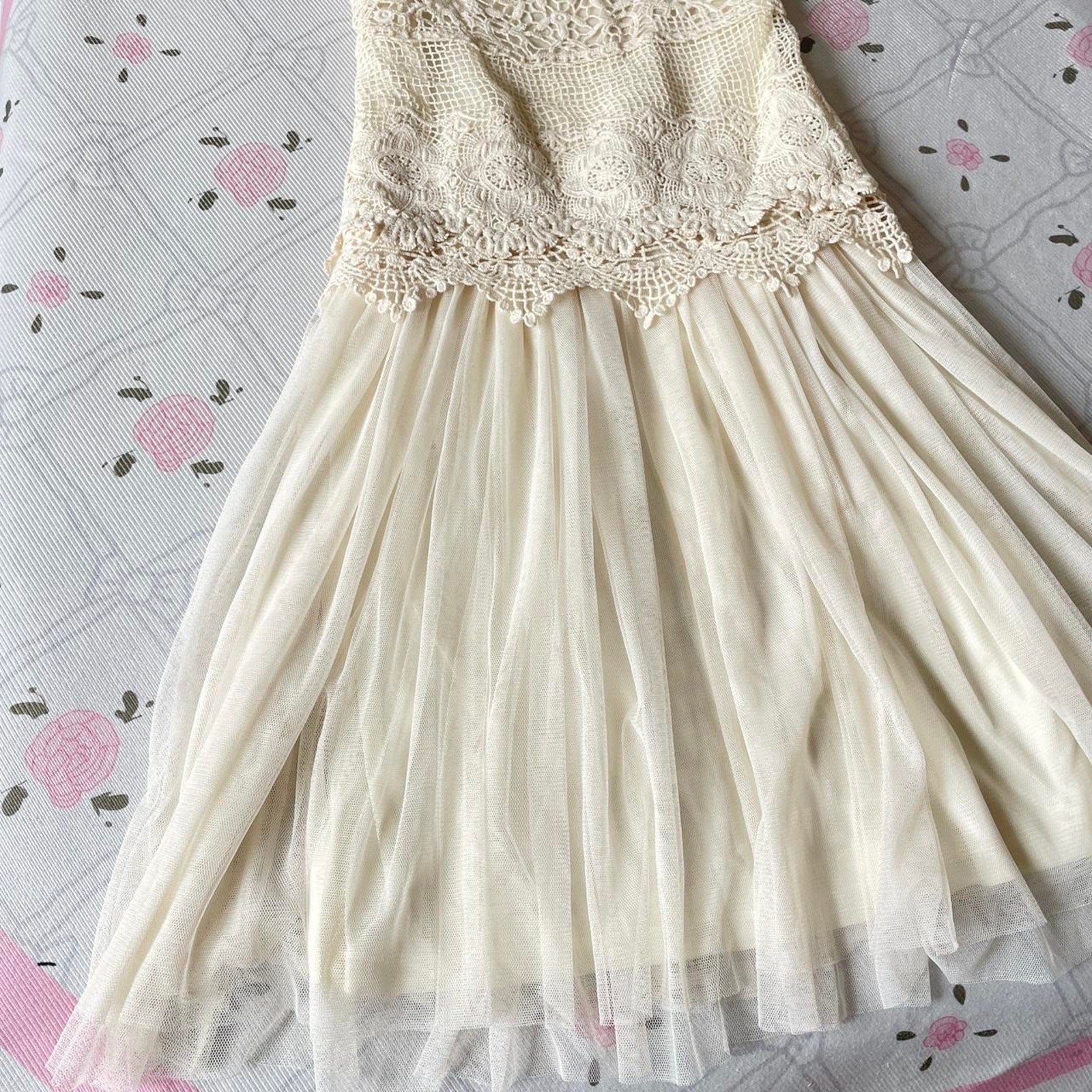 Cream Layered Two-Piece Dress Set, brand new3