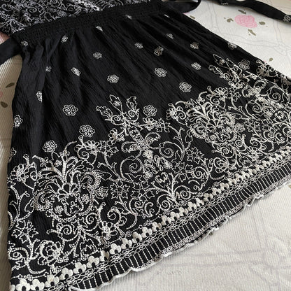 Japanese Vintage Black Embroidered Top4