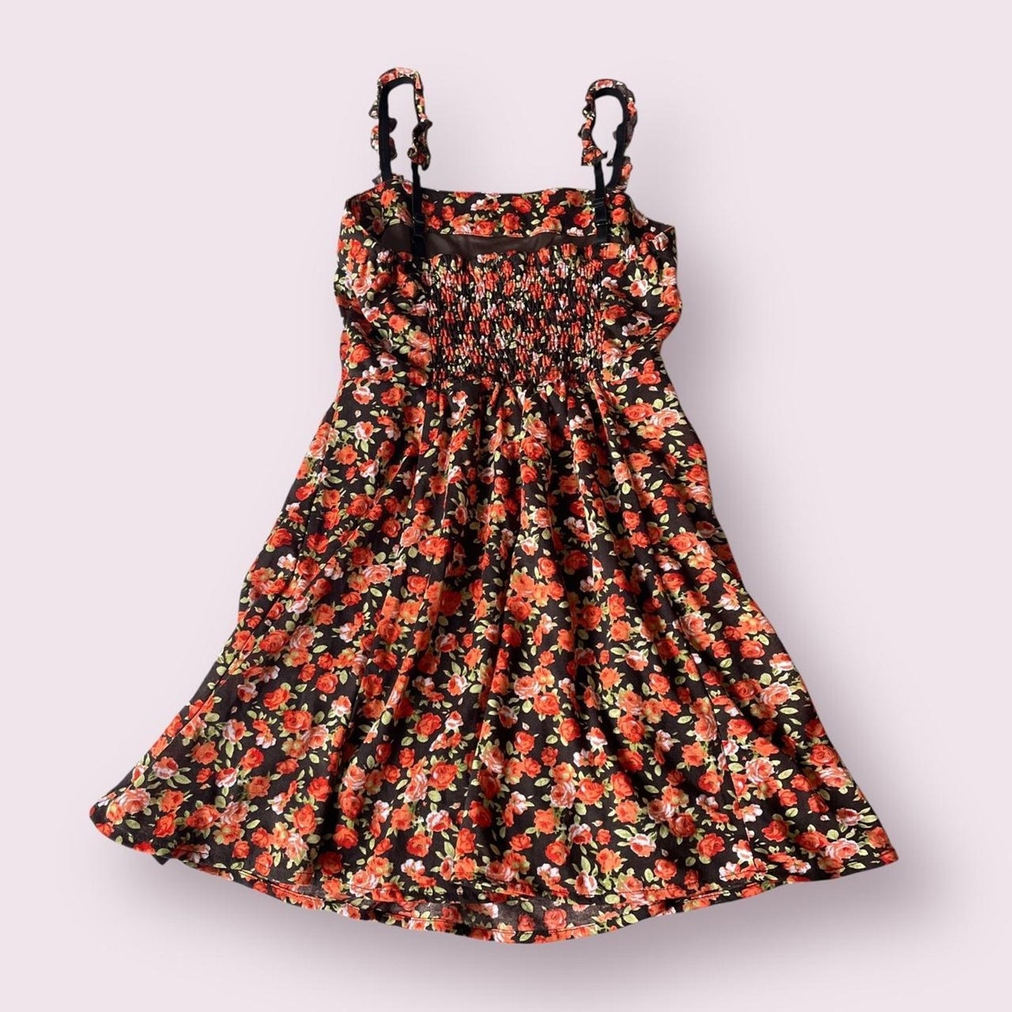 Japanese vintage Olive des Olive floral dress with shirred back1