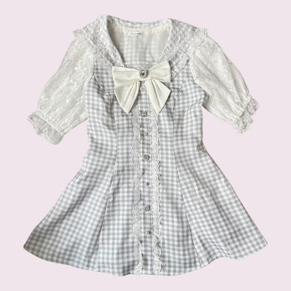 Japanese brand Noemie gingham lace two-piece set Jirai Kei top and shorts combo2