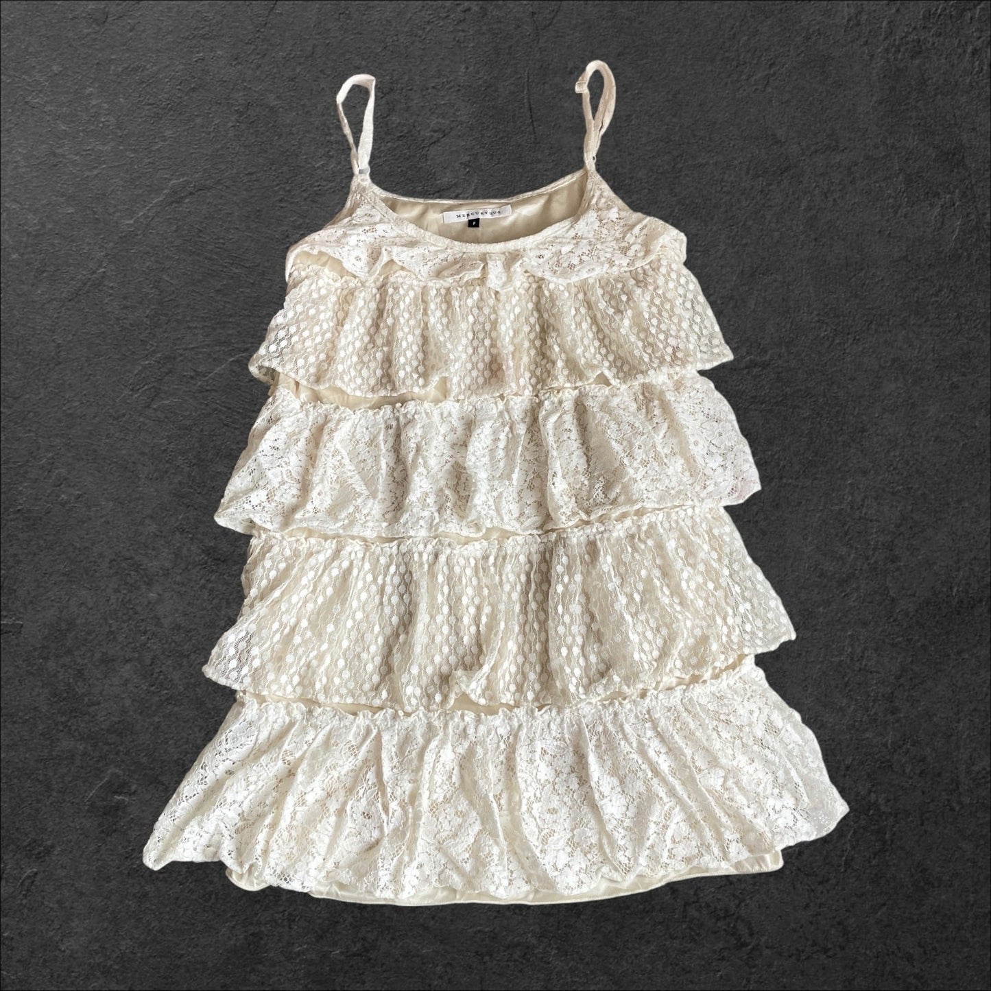 Vintage Layered Lace Cami Mini Dress – Made in Korea0