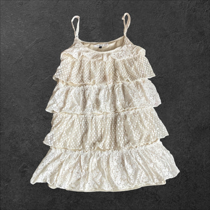 Vintage Layered Lace Cami Mini Dress – Made in Korea0