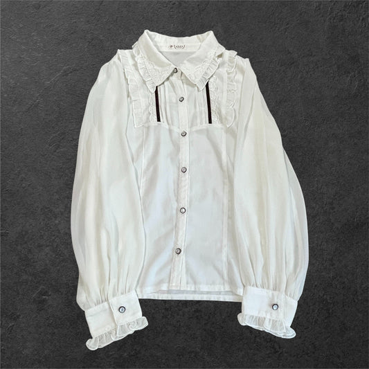Axes Femme Romantic Victorian Lace Blouse Victorian Ruffle J-Fashion Mori Kei0