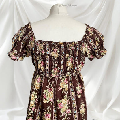 Liz Lisa vintage floral dress – brown & rose print6