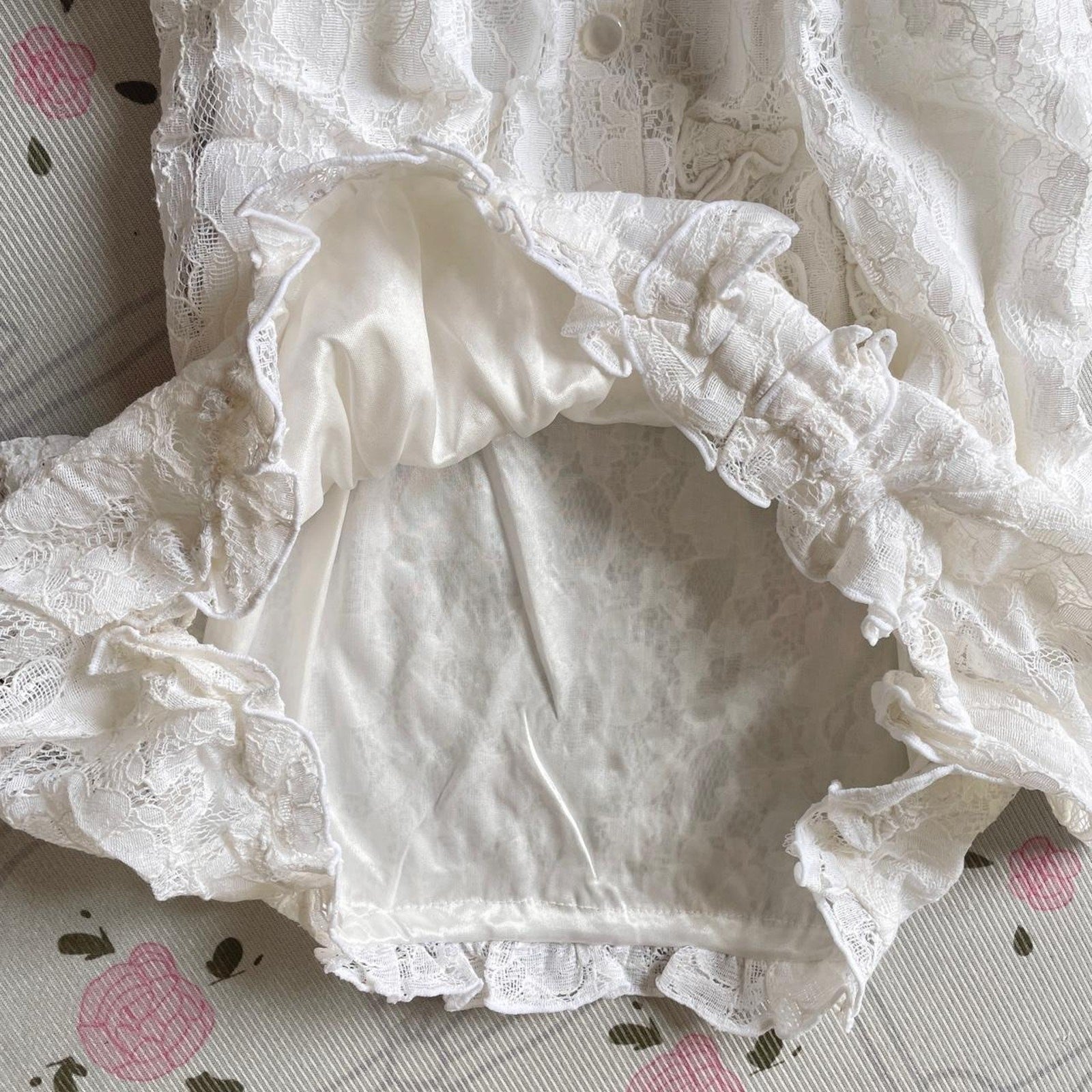 Japanese vintage lace blouse with shirred waist7