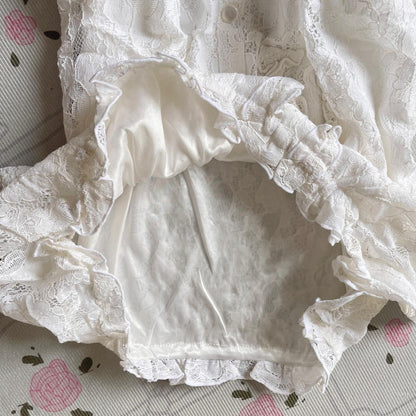 Japanese vintage lace blouse with shirred waist7