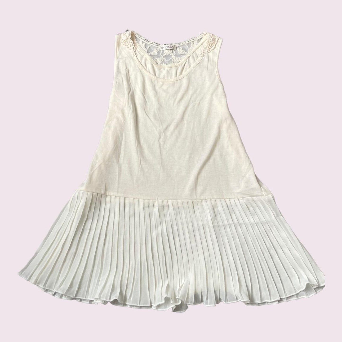 Axes Femme vest top/ mini sleeveless dress with embroidery and a pleated skirt 0