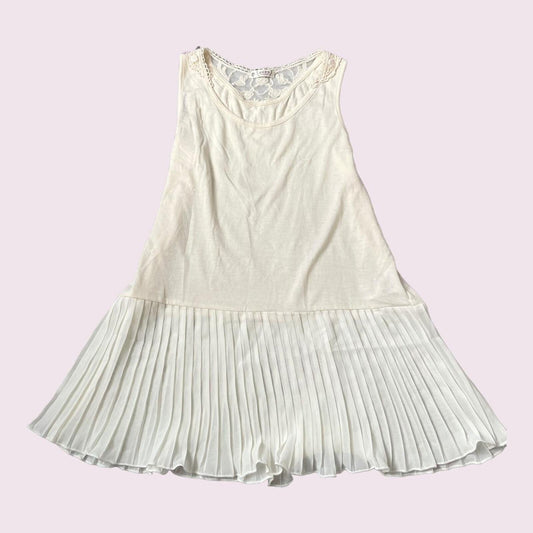 Axes Femme vest top/ mini sleeveless dress with embroidery and a pleated skirt 0