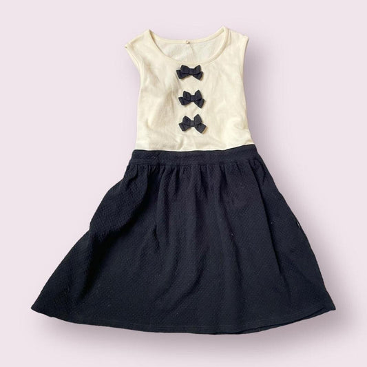 Cream and dark blue sleeveless mini dress/ top from Japanese brand kumikyoku 0