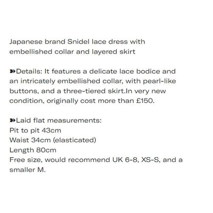 Japanese brand Snidel lace dress with embellished collar and layered skirt6