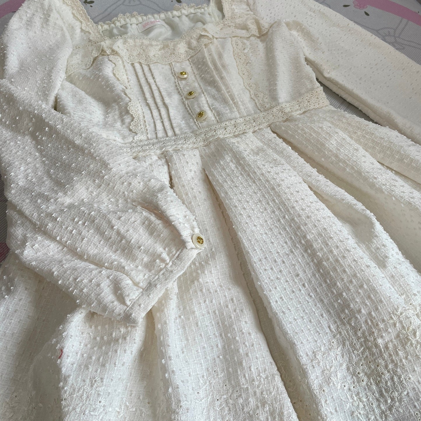 Liz Lisa White Dobby Lace Mini Dress Ryousangata Kawaii Girly Kei2