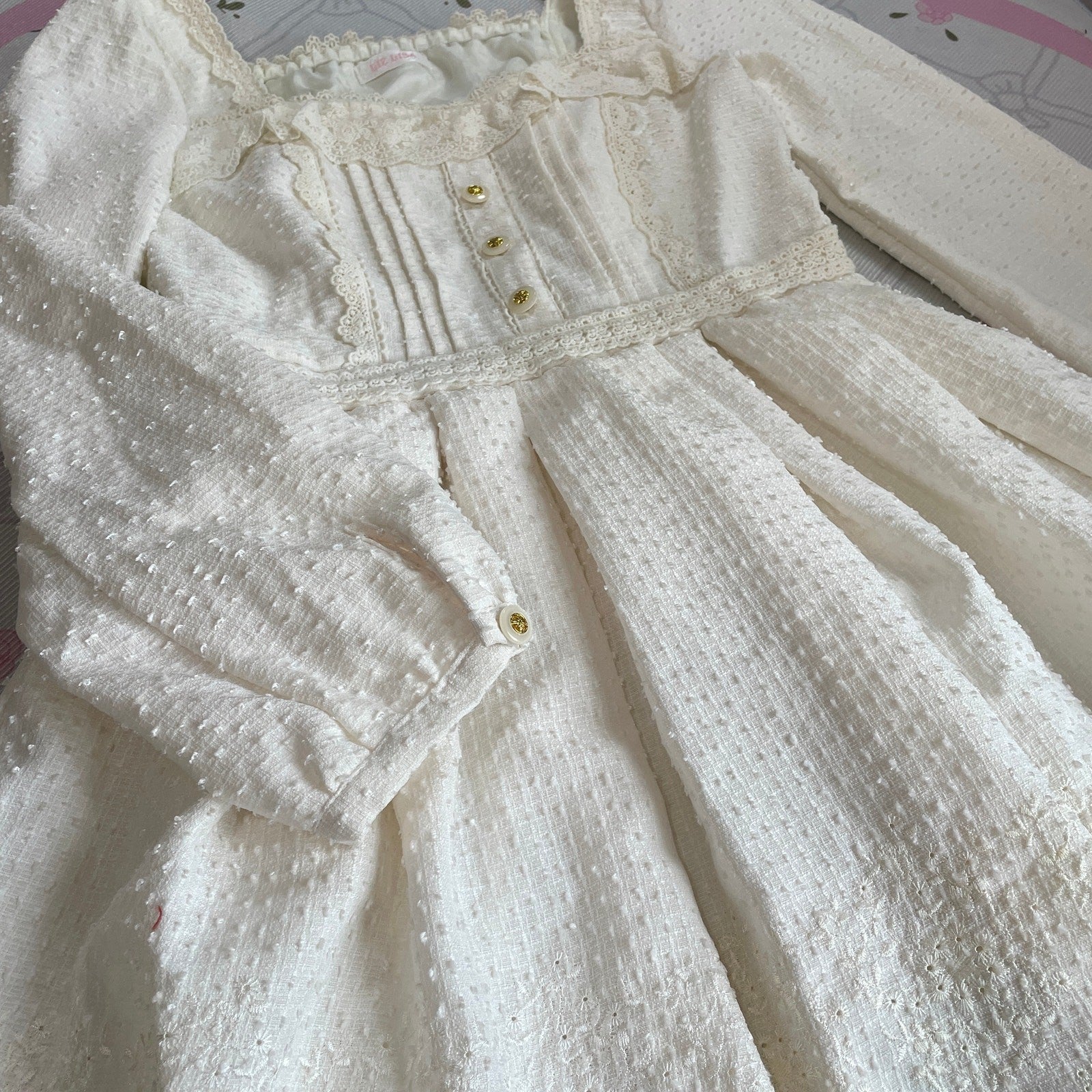 Liz Lisa White Dobby Lace Mini Dress Ryousangata Kawaii Girly Kei2