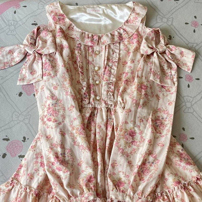 Liz Lisa rare cold shoulder floral dress with bow details2