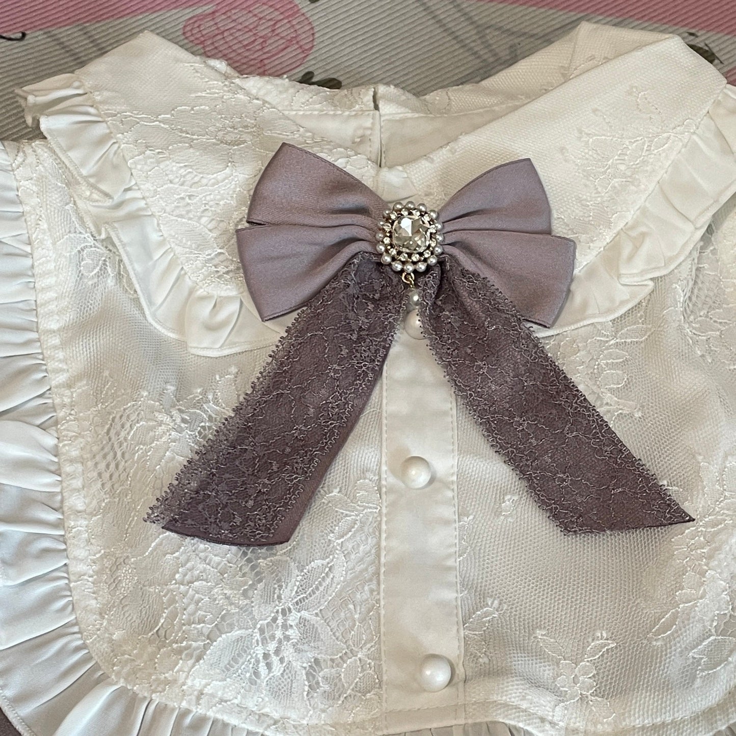 Rojita dress dusty pink with Detachable Bow Jirai Kei One-Piece4