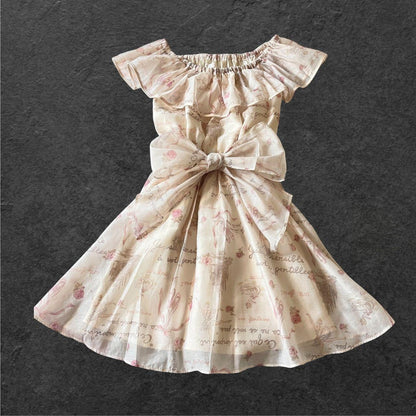 Liz Lisa pastel pink floral bowtie dress, Japan sweet whimsical style0