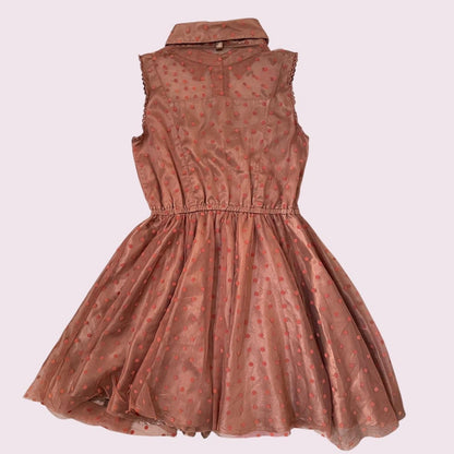 Liz Lisa brown sleeveless polka dot dress with lace trim1