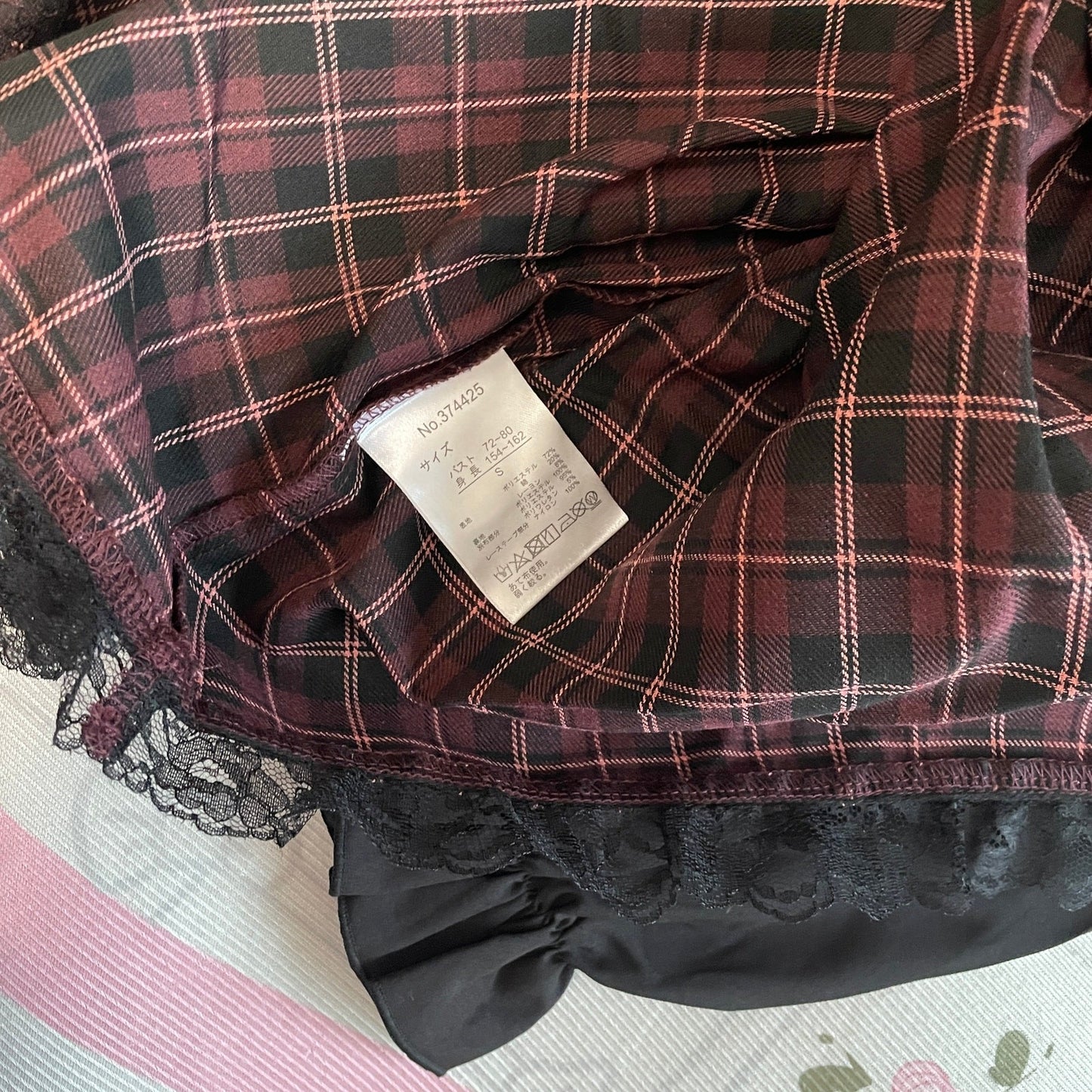 Majonetty Plaid Tiered Long Sleeve Dress Jirai Kei Subcul5