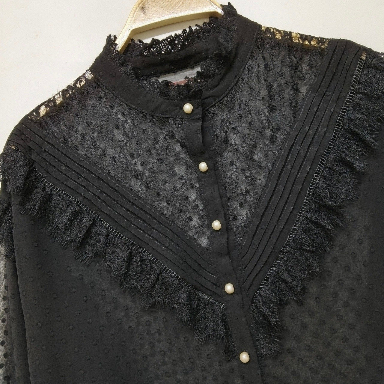 Axes Femme black sheer lace blouse – elegant gothic, romantic vintage jfashion2