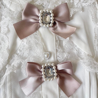Japanese Brand Noemie lace ribbon blouse with pink satin bows5
