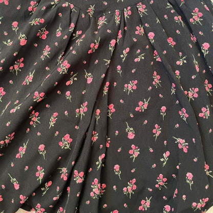 Vintage Japanese floral dress with tiered skirt and natural puff3