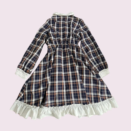 Axes Femme Plaid Ruffle Dress – Classic Check, Peter Pan Collar1