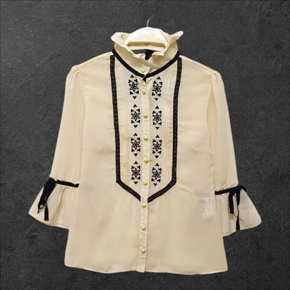 Y2k vintage sheer embroidered blouse with open-back detail – Japanese brand RYU 0