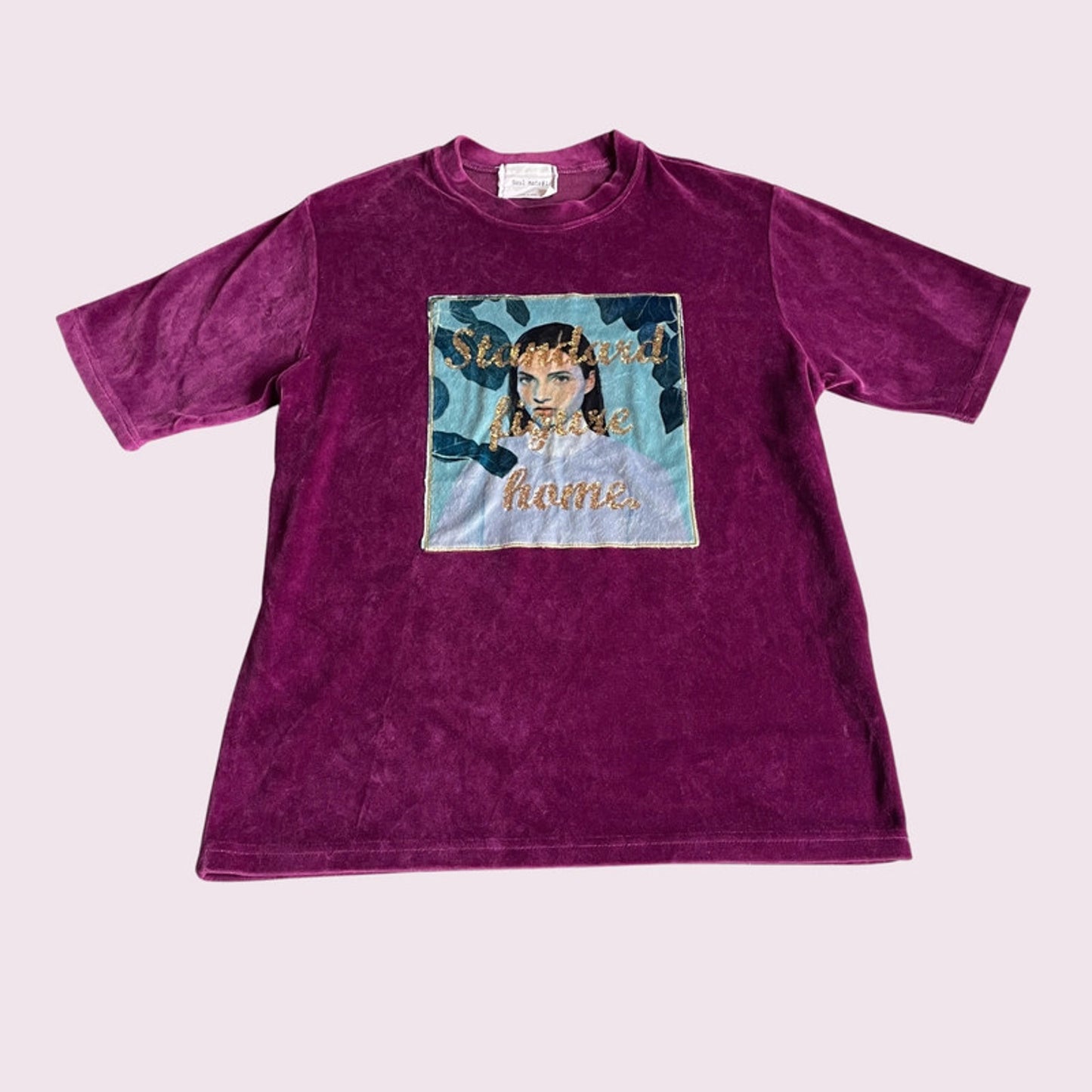 Korean Vintage Velvet Graphic Tee – Retro / Indie K-Fashion Style0