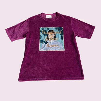 Korean Vintage Velvet Graphic Tee – Retro / Indie K-Fashion Style0