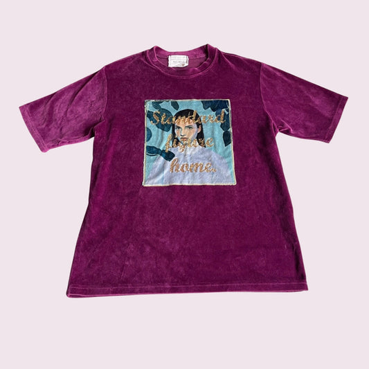 Korean Vintage Velvet Graphic Tee – Retro / Indie K-Fashion Style0
