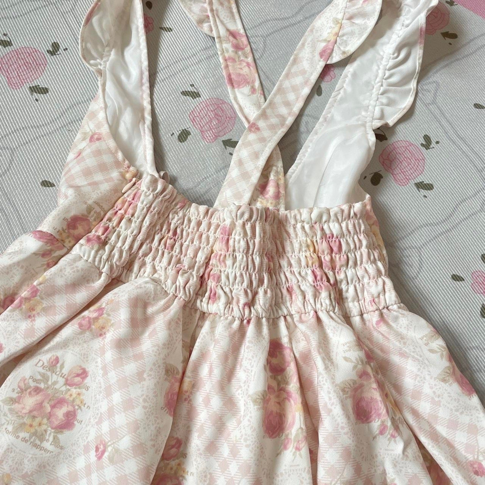 Liz Lisa floral suspender skirt with ruffle straps4