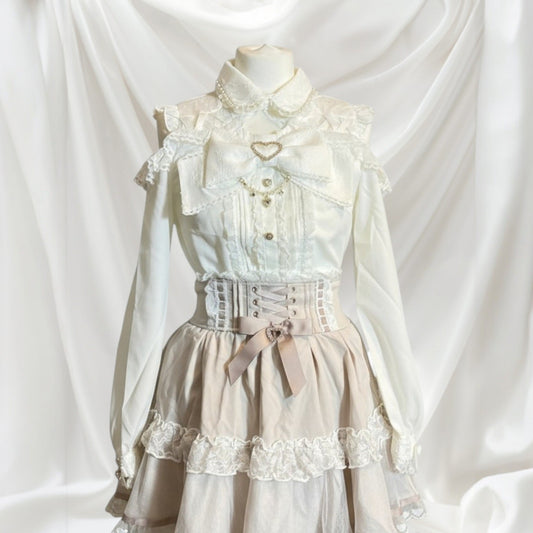 Liz Lisa open shoulder ruffle blouse Jirai Kei style Jfashion0