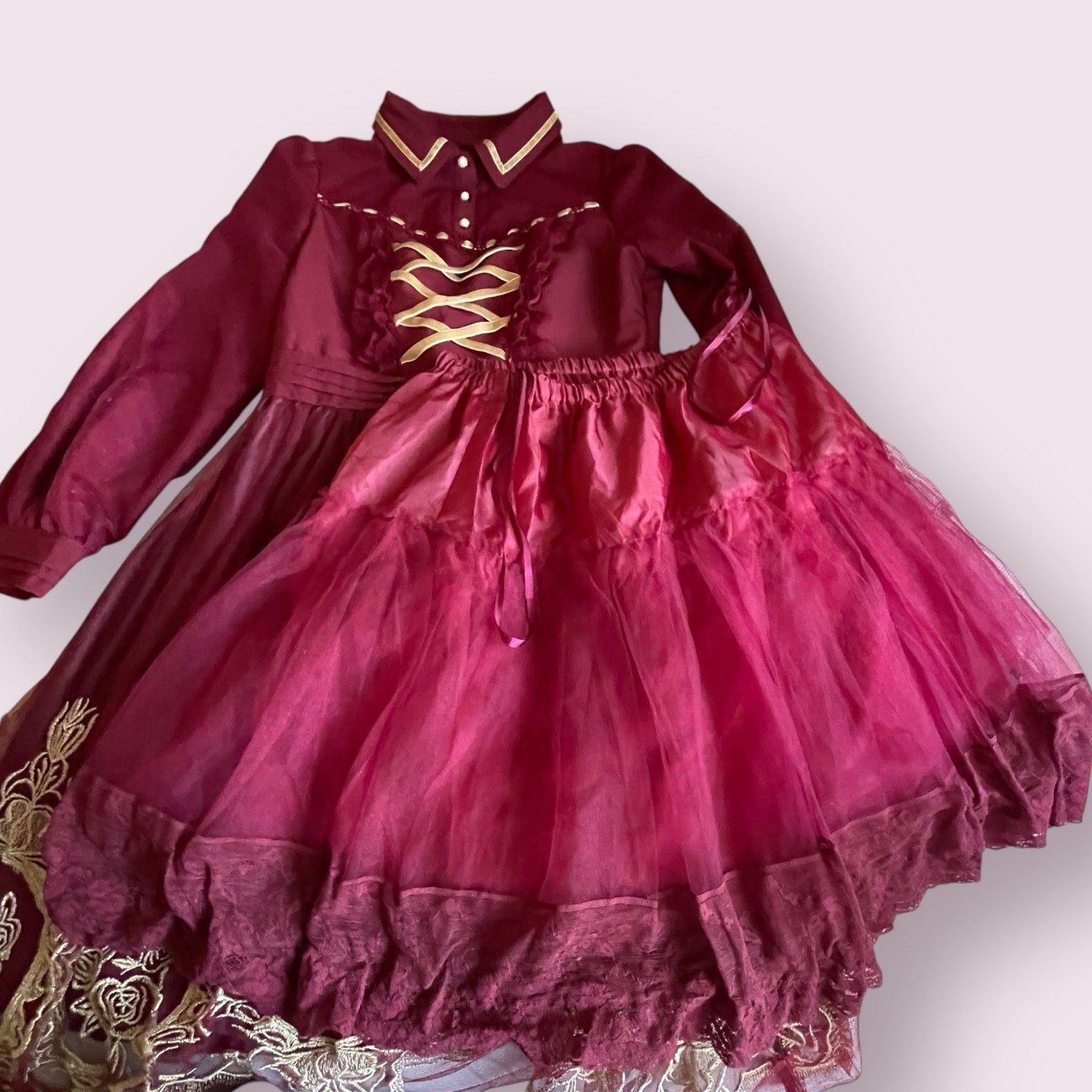 Axes Femme Burgundy Lolita Dress with a Separate Matching Petticoat1