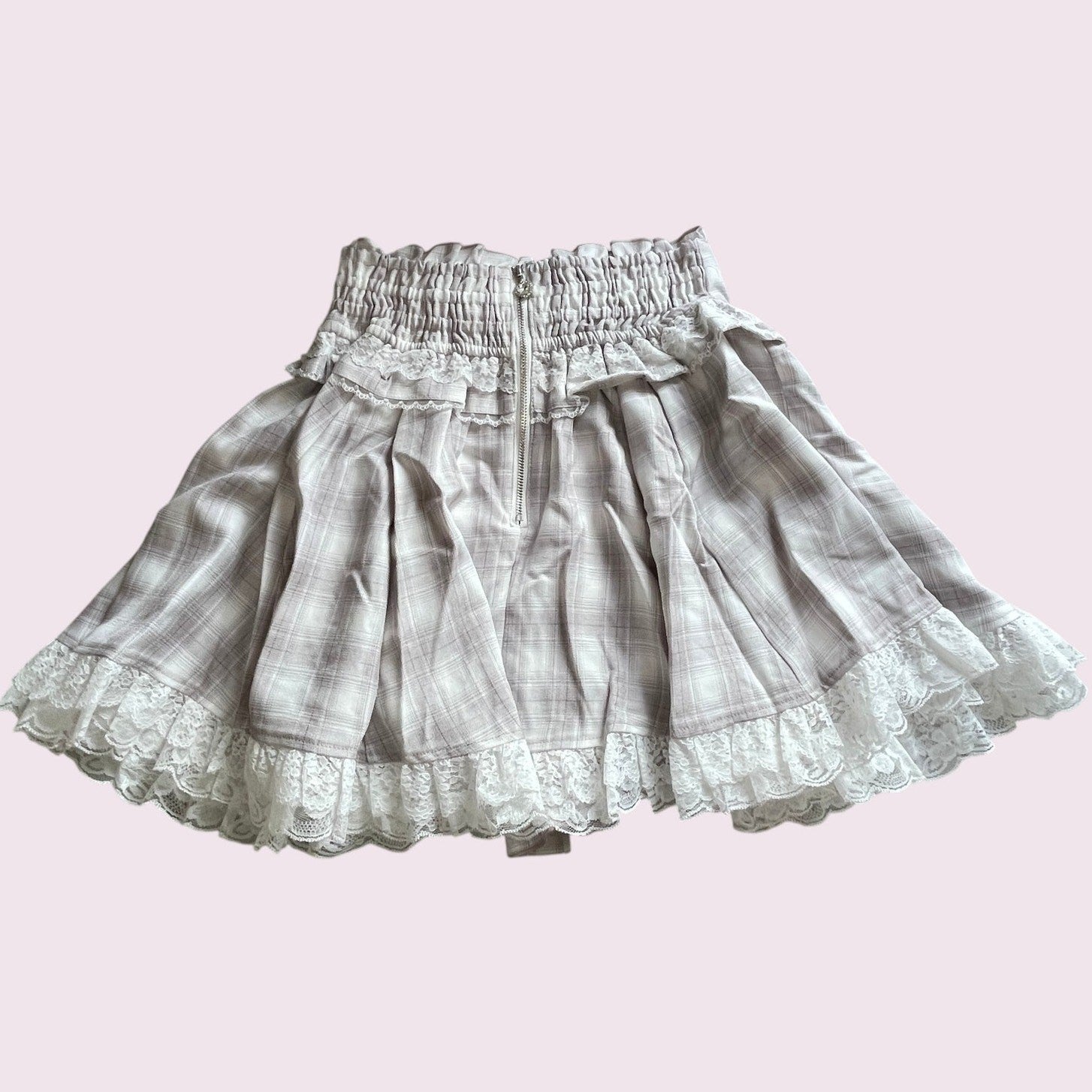 Noemie pink lace up skirt with builtin shorts, girly jfashion1