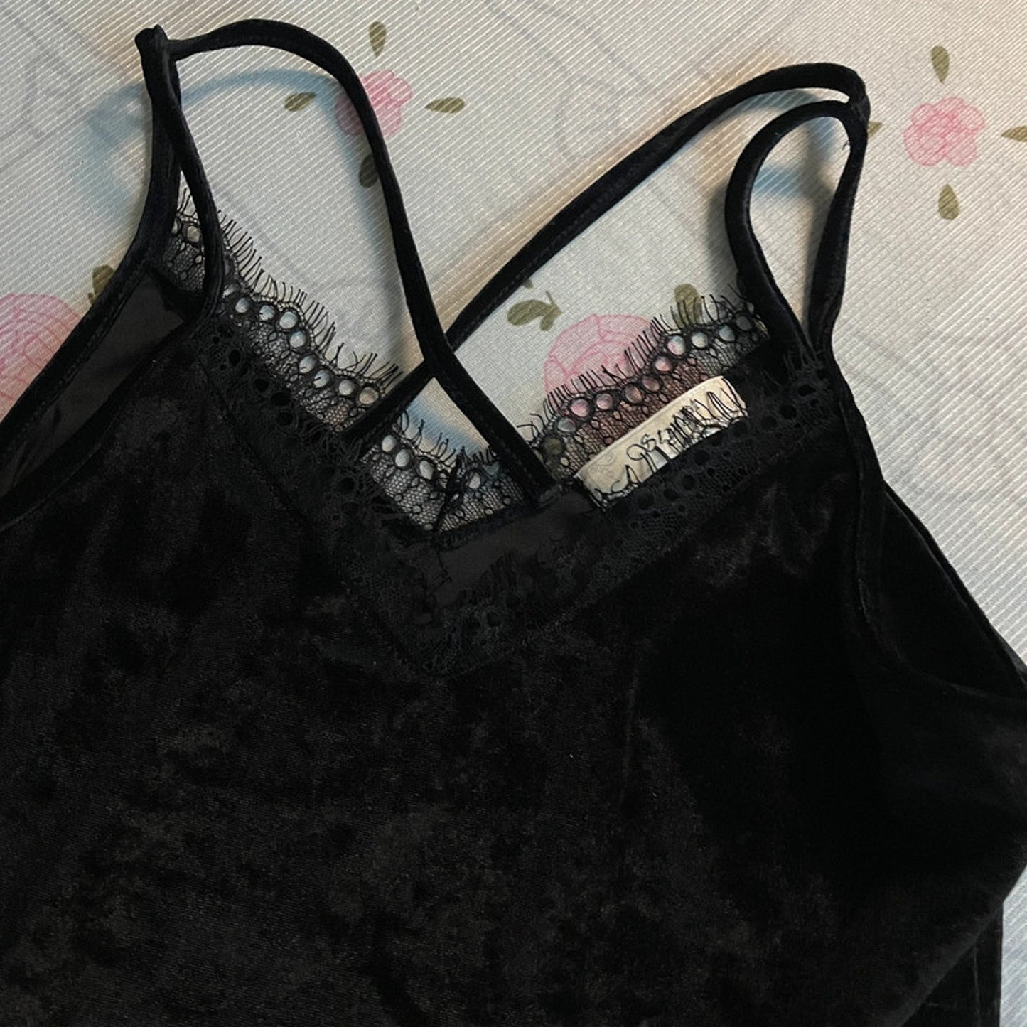 Japanese Vintage Floral Ruffle Skirt & Velvet Camisole Set Y2K Style3