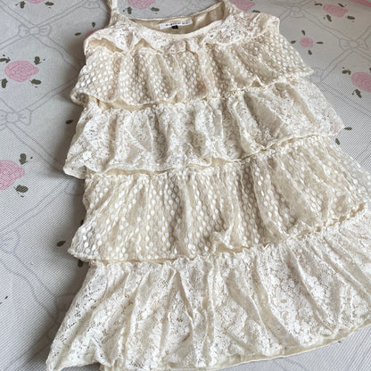 Vintage Layered Lace Cami Mini Dress – Made in Korea2