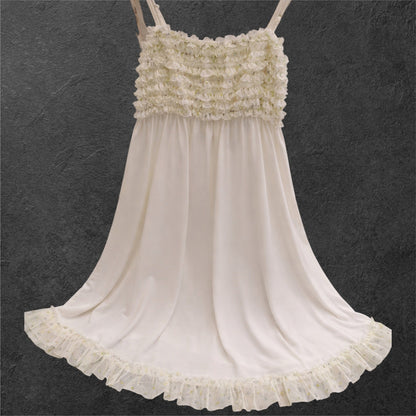 Gelato Pique Ruffle Shirred Ruffle Camisole Dress Roomwear Loungewear0