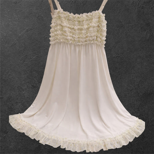 Gelato Pique Ruffle Shirred Ruffle Camisole Dress Roomwear Loungewear0