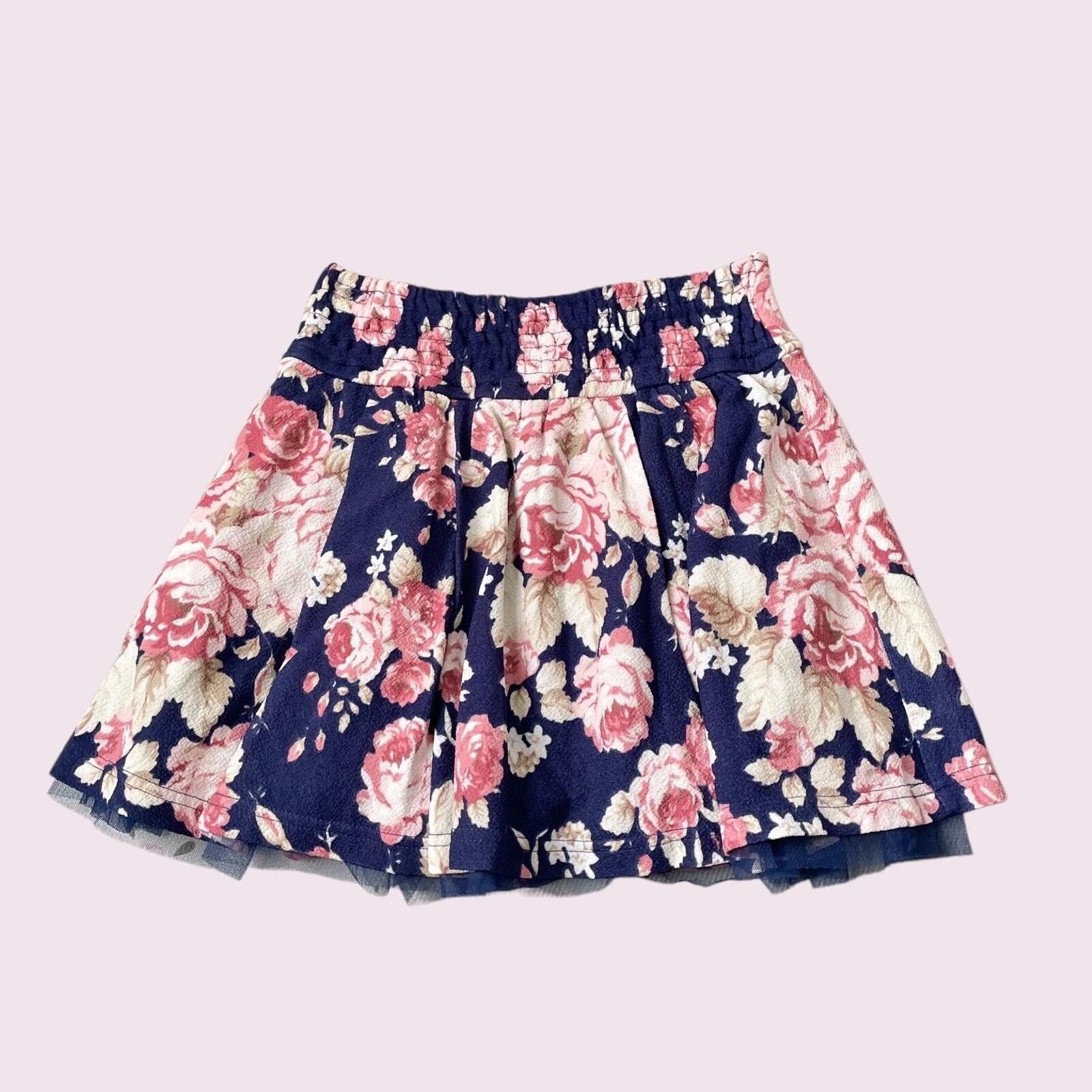 Liz Lisa navy floral mini skirt - sweet and feminine-Lolita aesthetic Jfashion1