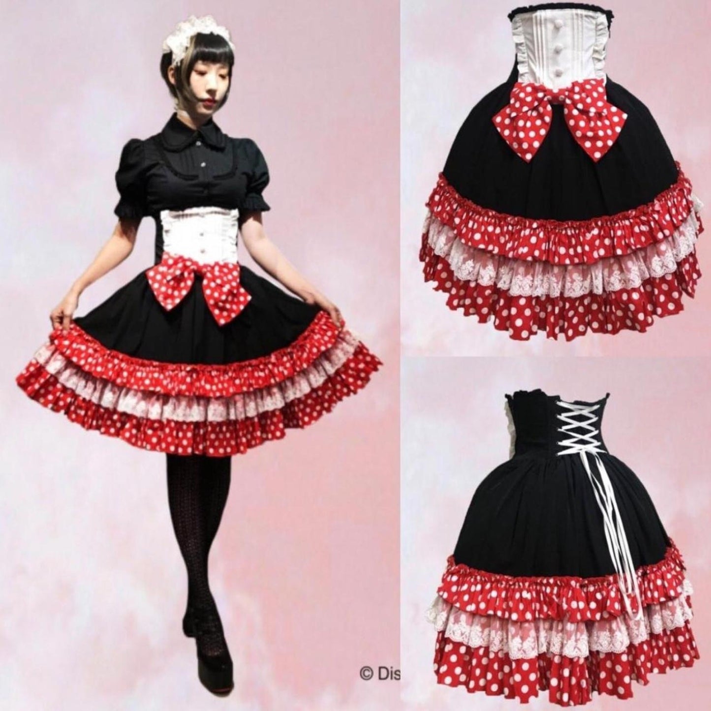 Atelier Pierrot × Disney Minnie Mouse corset skirt – detachable bow clip0