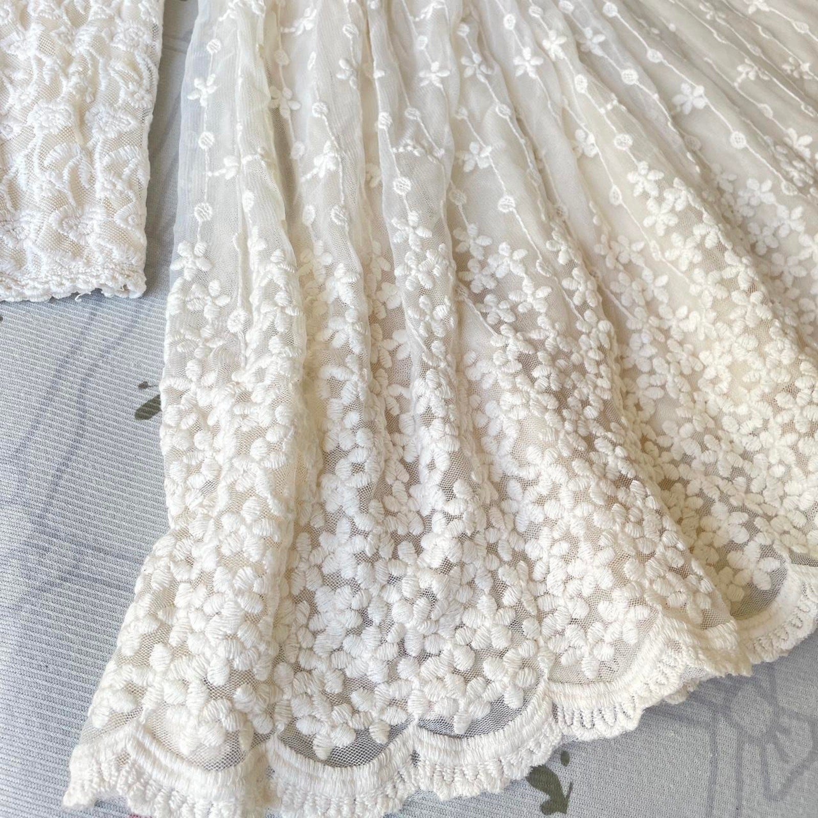 Liz Lisa ivory embroidered lace dress with scalloped hem5