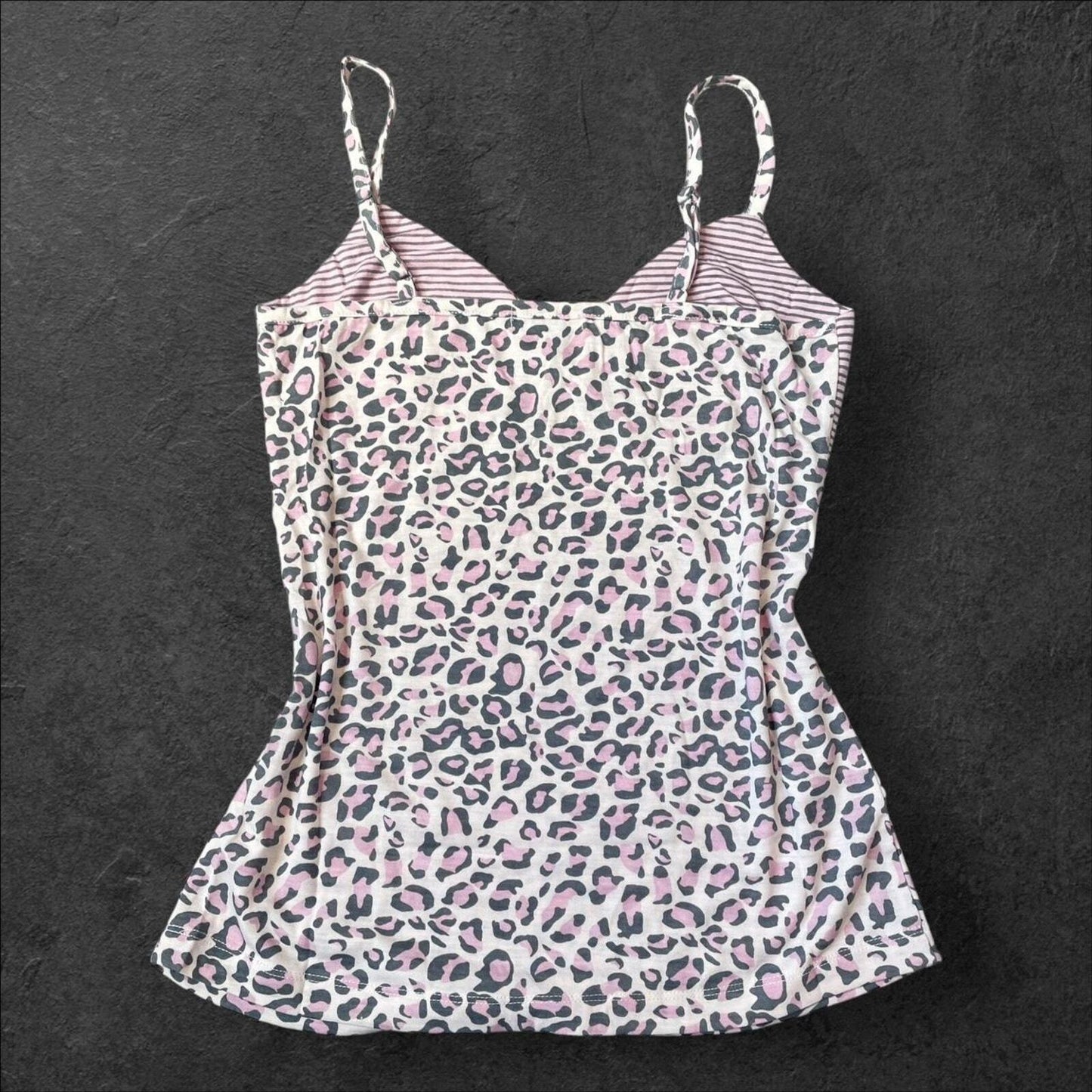 Vintage striped and leopard print camisole top1