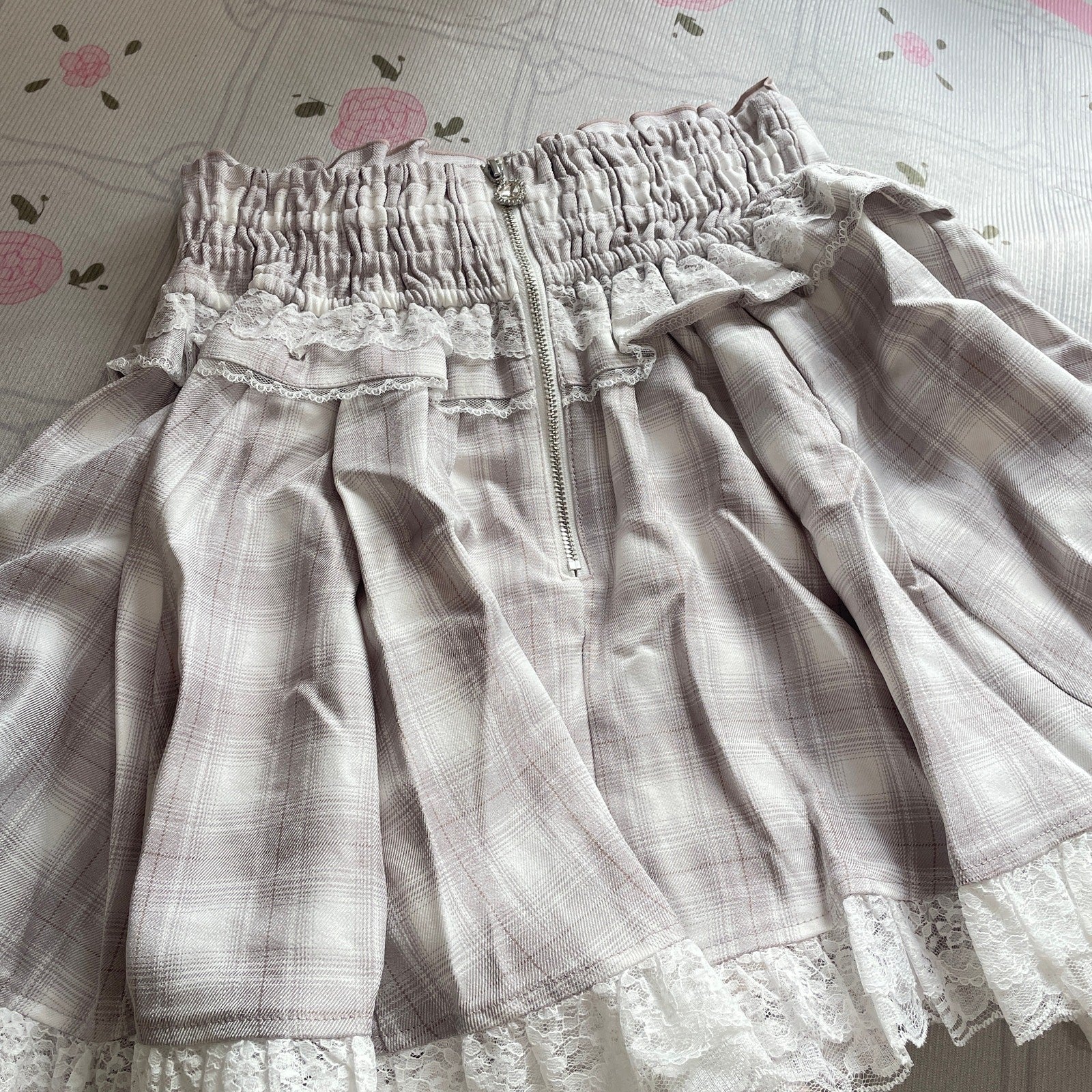 Noemie pink lace up skirt with builtin shorts, girly jfashion6