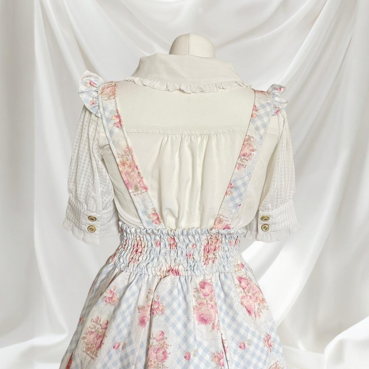 Liz Lisa blue gingham floral JSK dress  himekaji style  (blouse not included)4