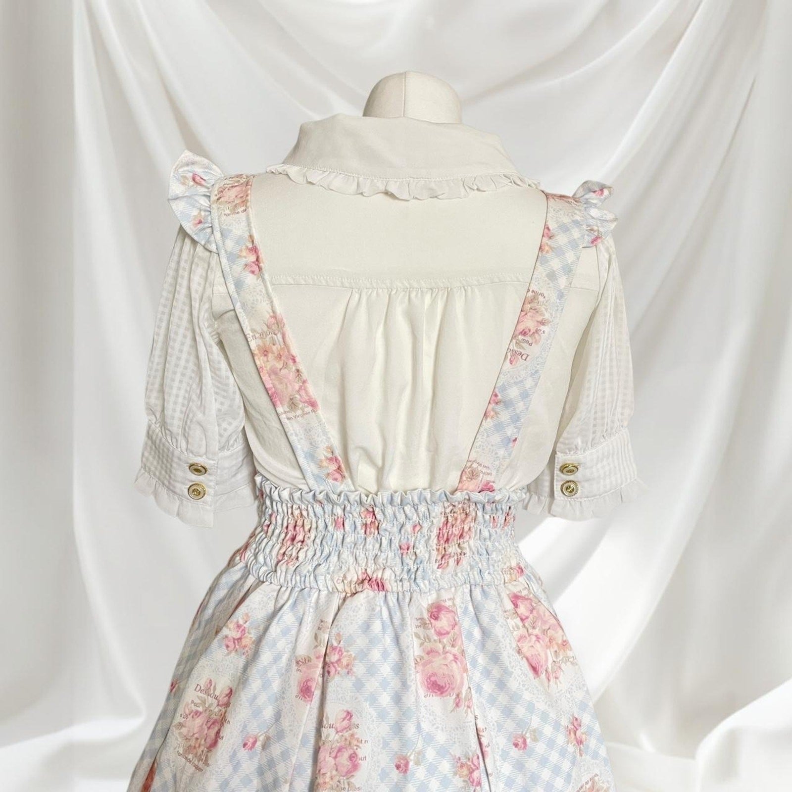 Liz Lisa blue gingham floral JSK dress  himekaji style  (blouse not included)4